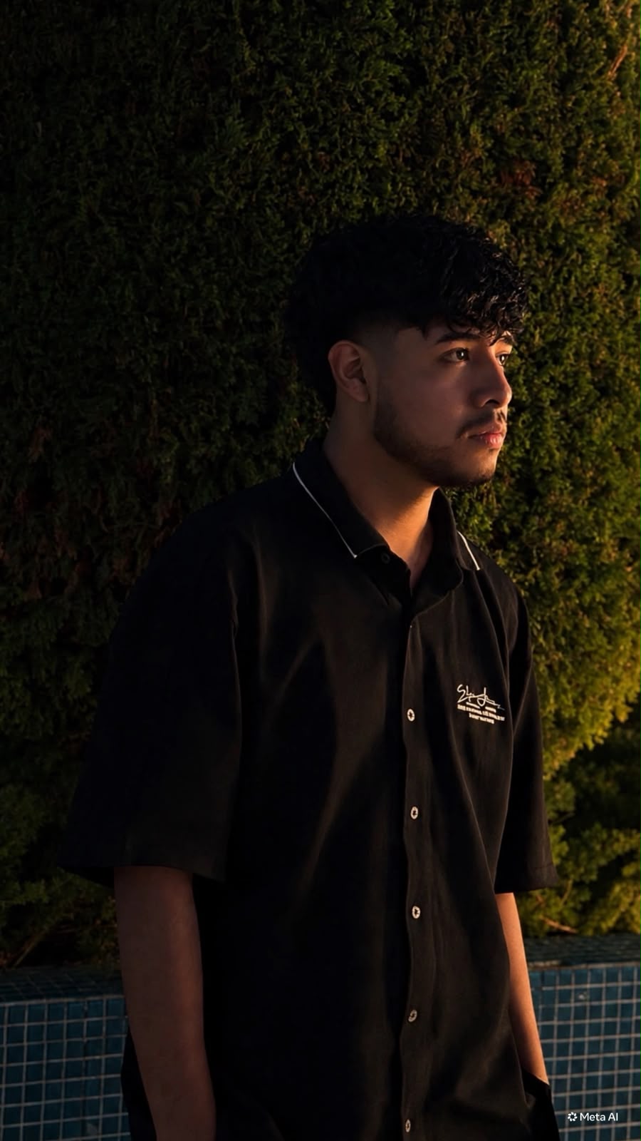 Rubén Alexander, retrato con camisa negra